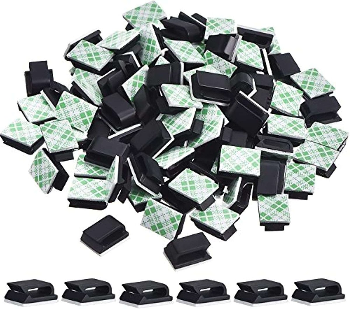 Klipsy kablowe samoprzylepne organizer do kabli czarne uchwyty haczyki 100x