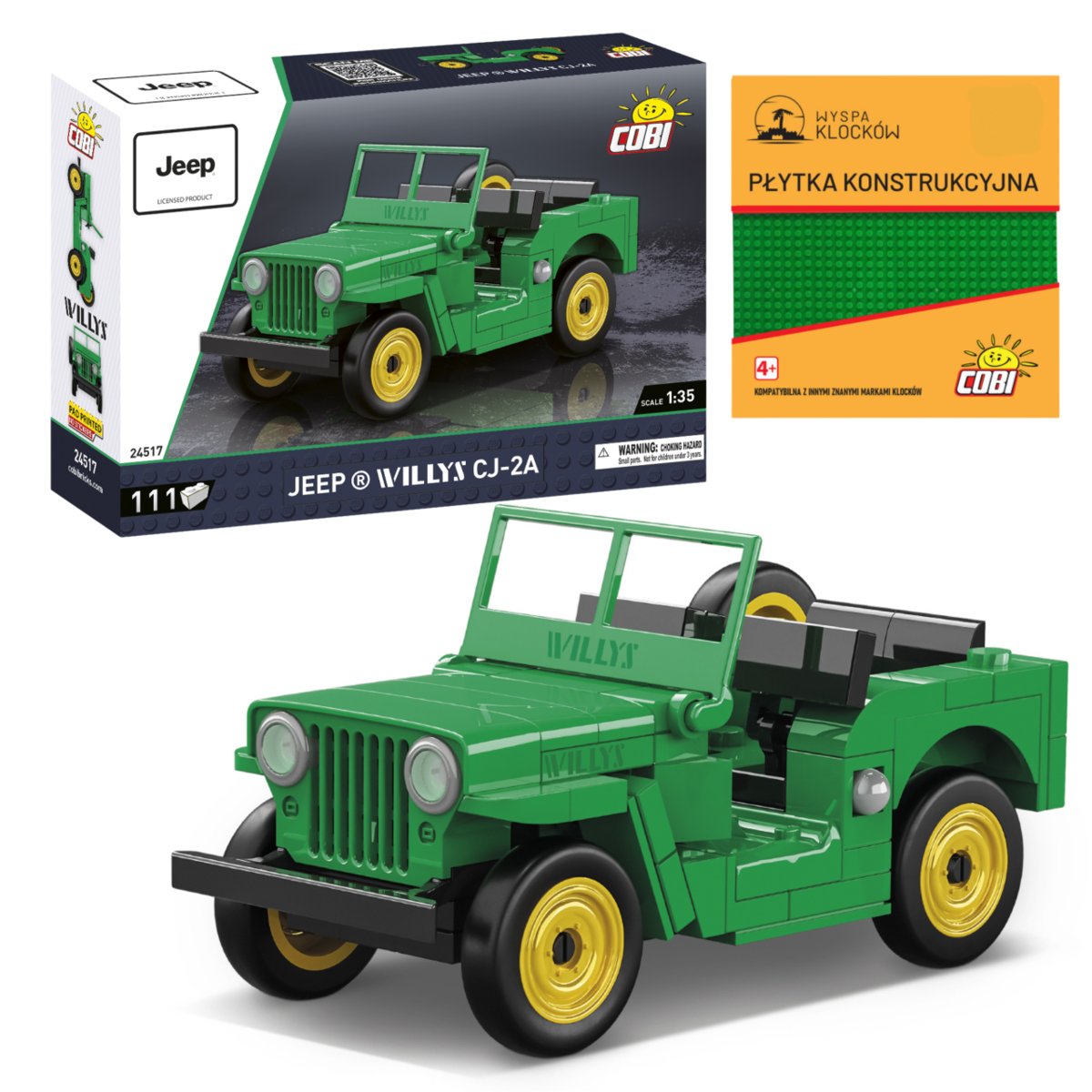 KLOCKI COBI 24517 Samoch D JEEP WILLYS CJ-2A YOUNGTIMER 111 El. + P ...