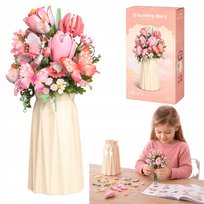 Klocki DIY Bukiet Kwiatów w Wazonie 398 el. - 3D, prezent dla kobiety