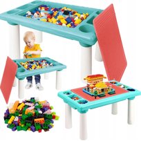 KLOCKI DLA DZIECI EDUKACYJNE 300SZT DO ZABAWY + DUŻY KOLOROWY STOLIK
