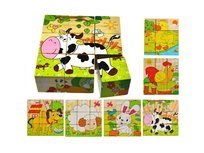 Klocki Drewniane 6W1 Edukacyjne Puzzle Układanka Logiczna Dla Dzieci Farma