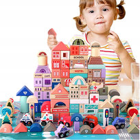 Klocki drewniane miasteczko 114el