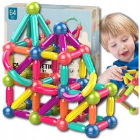 Klocki edukacyjne magnetyczne konstrukcyjne sticks 64 el. Edukacyjne