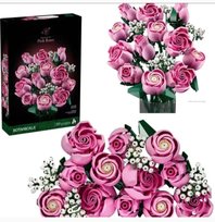 KLOCKI KONSTRUKCYJNE BUKIET RÓŻOWYCH RÓŻ RÓŻOWE RÓŻE PINK ROSES PREZENT Flower