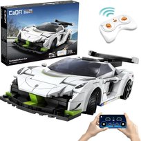 Klocki konstrukcyjne CaDA Samochód zdalnie sterowany Auto wyścigowe białe 22 cm Fantasma Race Car Pojazd 322 elementy RC Dual Mode CaDa