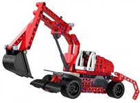 Klocki konstrukcyjne CaDA Technic Czerwona Koparka 25 cm pull back pojazd budowlany 235 elementów