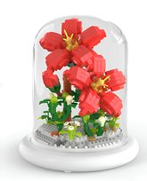 Klocki Konstrukcyjne Czerwony Kwiat Z Oświetleniem Lampka Nocna Prezent Dla Dziecka Dorosłych