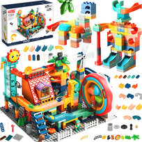 Klocki Konstrukcyjne Do Budowania Tor Kulkowy Wyścigowy Dżungla Led 330el.