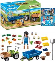 KLOCKI KONSTRUKCYJNE PLAYMOBIL TRAKTOR Z PRZYCZEPA DUZO ELEMENTOW ZESTAW
