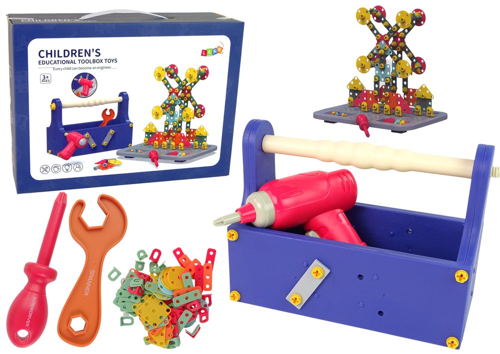 Фото - Розвивальна іграшка LEAN Toys Klocki Konstrukcyjne W Skrzynce Majsterkowanie Wiertarka DIY 