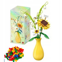 KLOCKI kwiat kwiatek kwiaty puzzle bukiet kwiatów prezent wazon w zestawie