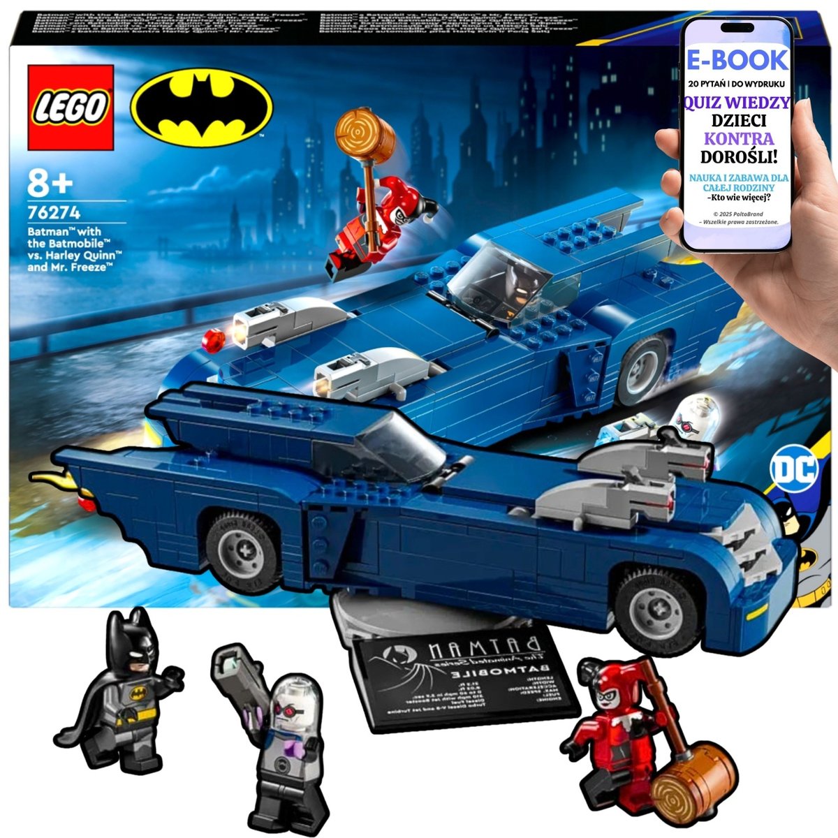 Klocki LEGO Autko Samochódd Batman Batmobil (76274) • Harley Quinn, Mr. Freeze i Batmobil DC LEGO PREZENT DLA CHŁOPCA Syna Wnuczka + EBOOK-2