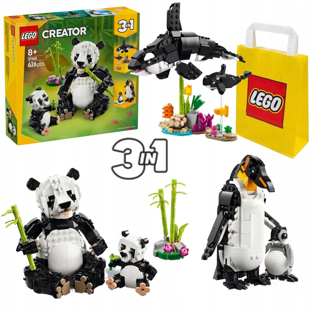 Klocki LEGO Creator 3w1 Dzikie zwierzęta Rodzina Pand Orka Pingwin