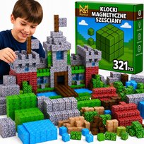 Klocki Magnetyczne 3D Sześciany Piksele XXL 321 Elementów Płytka 6 Figurek 3+