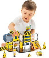 Klocki magnetyczne Budowa – zestaw 31 elementów z pojazdami i akcesoriami placu budowy dla dzieci