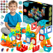 Klocki magnetyczne dla dzieci 3D Ricokids, edukacyjne, konstrukcyjne, układanka + naklejki