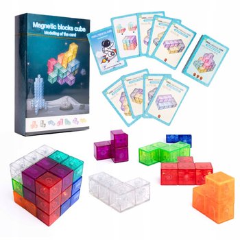 Klocki magnetyczne dla dzieci Tetris elementy + zestaw kart - Szomik
