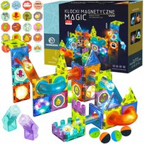 Klocki Magnetyczne Konstrukcyjne Edukacyjne Świecący Tor Puzzle 75El