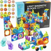 Klocki Magnetyczne Konstrukcyjne Edukacyjne Świecący Tor Puzzle 75El