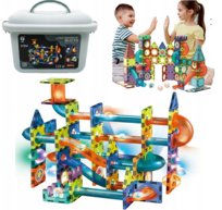 KLOCKI MAGNETYCZNE KONSTRUKCYJNE ŚWIECĄCY TOR 110el 3D MAGNETIC + KUFEREK