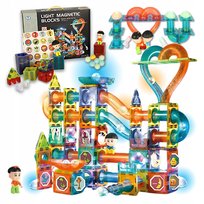 Klocki MAGNETYCZNE KONSTRUKCYJNE świecący tor 202 el 3D Zabawka edukacyjna
