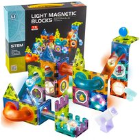 Klocki Magnetyczne Konstrukcyjne Świecący Tor Kulkowy 75 El.