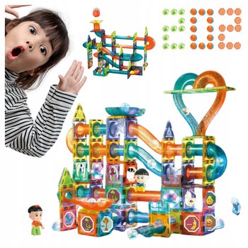 Klocki MAGNETYCZNE KONSTRUKCYJNE Tor kulkowy ŚWIECĄCY 202 el Zestaw dziecko - Peppyfun