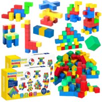 Klocki Magnetyczne KOSTKI 3D Budowlane Konstrukcyjne Kolorowe Magnesy Układanka  138 elementów
