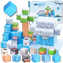 KLOCKI MAGNETYCZNE KOSTKI 3D KONSTRUKCYJNE SZEŚCIANY BLOCZKI Zestaw XXL ZBUDUJ ŚWIAT 92 el - Kraina Lodu
