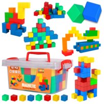 KLOCKI MAGNETYCZNE KOSTKI 3D Kostrukcyjnen Sześciany Mocne Magnesy Bloczki Bloki Budowlane Zestaw w kuferku 102 el piksele pixele