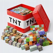 KLOCKI MAGNETYCZNE KOSTKI PIKSELE 3D KONSTRUKCYJNE +PUDEŁKO MINECRAFT 150EL