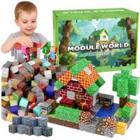 Klocki magnetyczne kostki sześciany 150 el. PIXELE Zestaw XXL Module World 6 ludzików