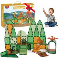 KLOCKI MAGNETYCZNE Kreatywne MAGNETIC TILES Konstrukcyjne DINOZAURY 62 ele.