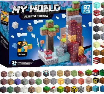 KLOCKI MAGNETYCZNE MINECRAFT KLOCKI 87 ELEMENTÓW W TYM 2 FIGURKI - Inna marka