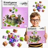 Klocki magnetyczne minecraft konstrukcyjne duże 192 elementy Yellsi Kids