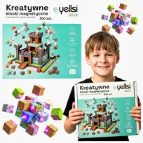 Klocki magnetyczne minecraft konstrukcyjne duże 300 elementów Yellsi Kids