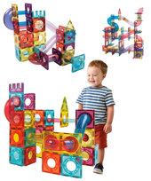 Klocki magnetyczne Tor Kulkowy – zestaw 72 elementy 3D z kulkami i tunelami dla dzieci