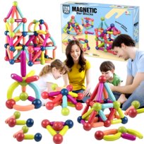 Klocki Magnetyczne XXL dla Dzieci Magnetic Sticks 3D Zestaw Edukacyjny 128 sztuk