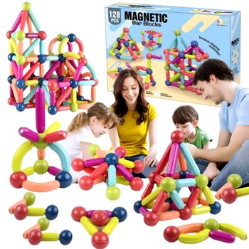 Klocki Magnetyczne XXL dla Dzieci Magnetic Sticks 3D Zestaw Edukacyjny 128 sztuk - Inna marka