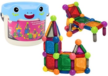 Klocki Magnetyczne Z Podświetleniem W Wiaderku 112 Elementów - Lean Toys