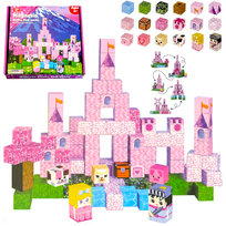 KLOCKI MAGNETYCZNE ZAMEK RÓŻOWY DLA DZIEWCZYNKI 100 EL KONSTRUKCYJNE