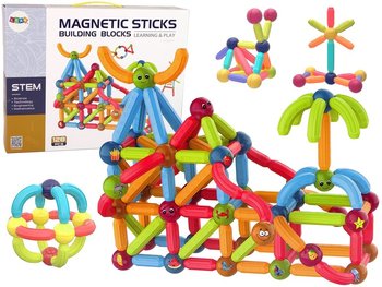 KLOCKI MAGNETYCZNE ZESTAW EDUKACYJNY 128el. - Lean Toys