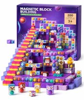 KLOCKI MAGNETYCZNE – ZESTAW KLOCKÓW KONSTRUKCYJNYCH 200 SZTUK + 1 LUDZIK
