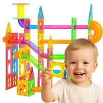 KLOCKI MAGNETYCZNE ZESTAW XXL TOR KULKOWY KULODROM 100 ELEMENTÓW DUŻY TOR