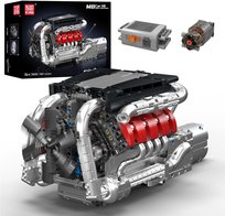 KLOCKI MOULD KING 10203 SILNIK MERCEDES-BENZ V8 ENGINE + SKRZYNIA 1169 EL. Inna marka