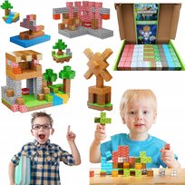 KLOCKI PIKSELE MINECRAFT MAINCRAFT MAGNETYCZNE MOCNE 3D KONSTRUKCYJNE XXL