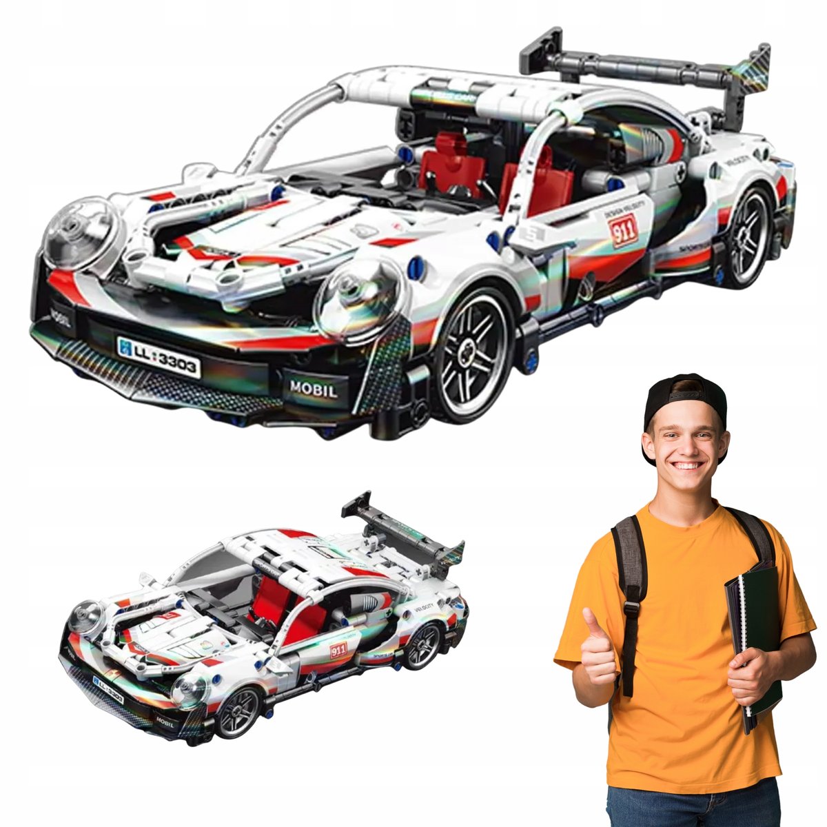 Klocki Porsche 911 biały model 540 elementów auto sportowe dla dzieci 8 ...