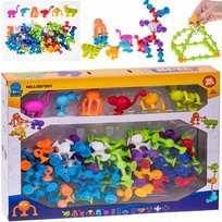 KLOCKI PRZYSSAWKI KONSTRUKCYJNE DLA DZIECI KOLORY WESOŁE FIGURY BUŹKI 96EL