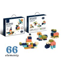 Klocki soft 66 elementów, z miękkiej plastiko-gumy, można gotować, precyzyjny montaż