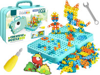 KLOCKI ŚRUBKI Konstrukcyjne + ŚRUBOKRĘT PUZZLE Przestrzenne MOZAIKA WALIZKA Inna marka